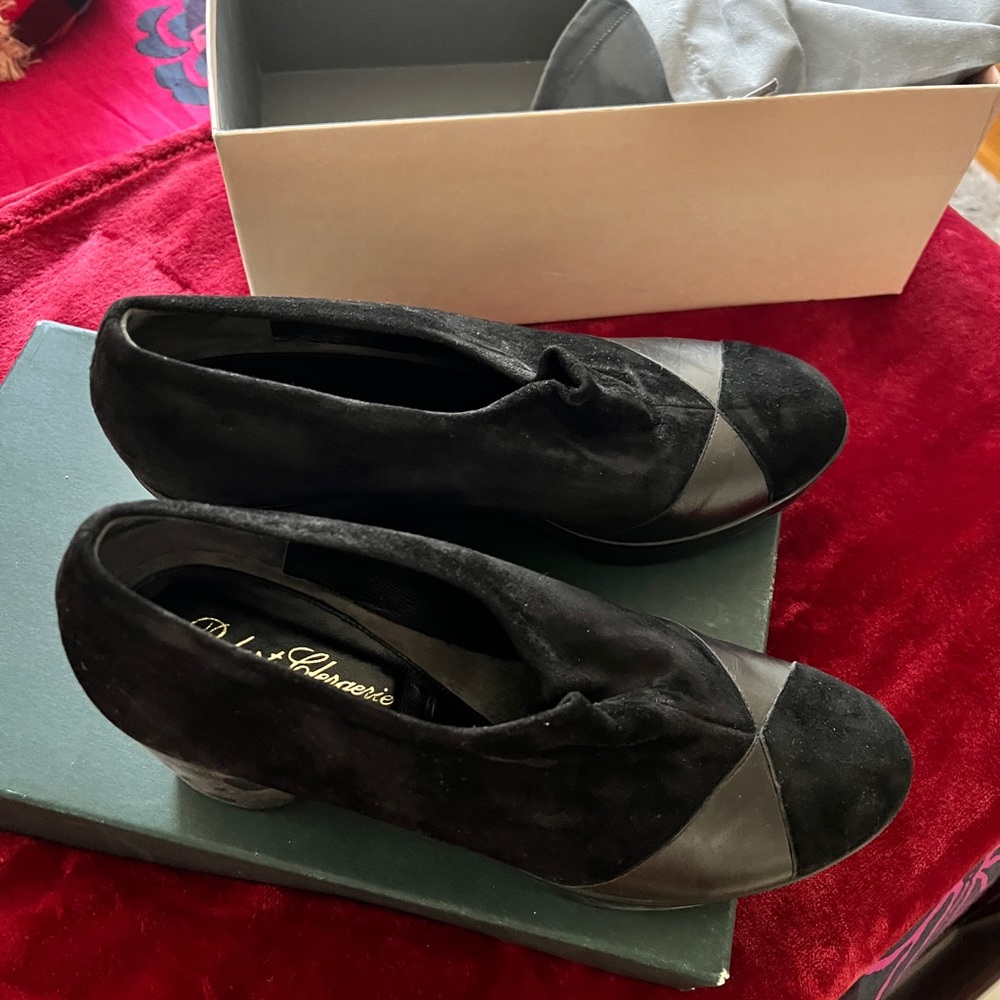 Black leather and suede Robert clererie platform wedges barely worn